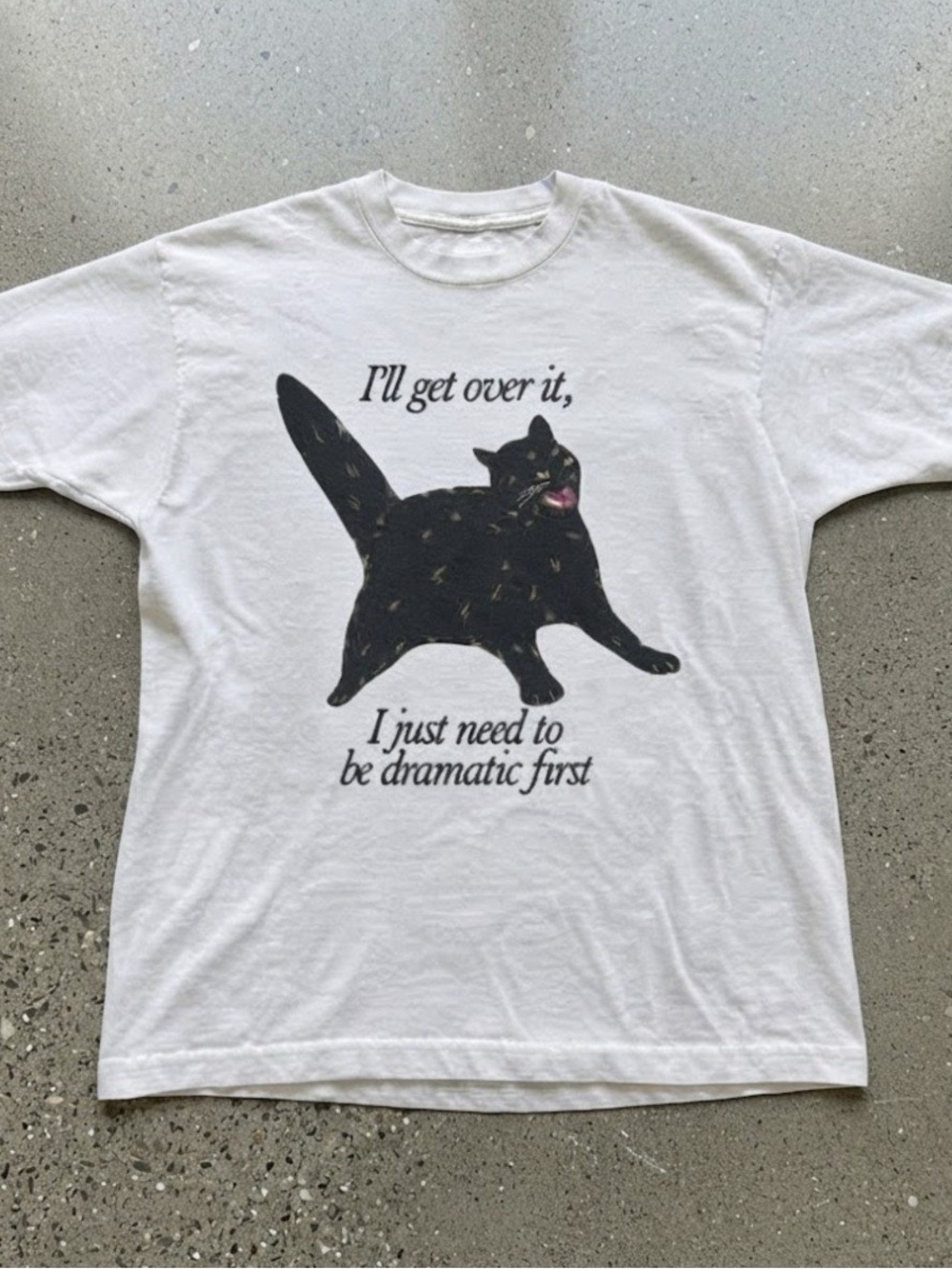 Funny Black Cat Dramatic Humor Heavy Cotton Gildan T-Shirt